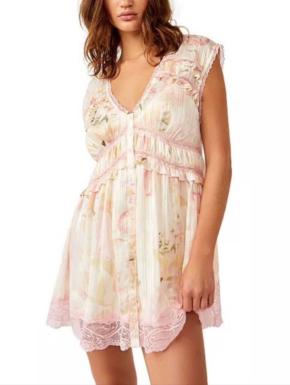 Free People Spring Fling Floral Pink Mini Dress Size Small